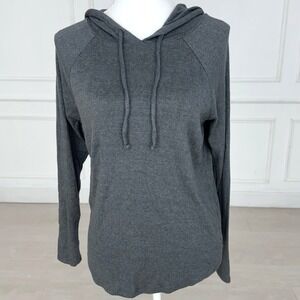 Love by Gap Hoodie Women Small Gray Ribbed Knit Raglan Sleeve Casual Loungewear